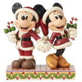 Jim Shore Disney Traditions - Candy Cane Christmas Mickey Minnie Figurine 6016882