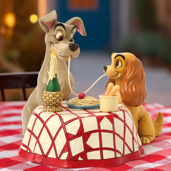 Jim Shore Disney Traditions - Lady and The Tramp Spaghetti Dinner for Two Figurine 6016899
