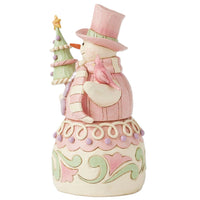 Jim Shore Heartwood Creek - Pastel Winter Wonder Pink Snowman Figurine 6017019