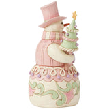Jim Shore Heartwood Creek - Pastel Winter Wonder Pink Snowman Figurine 6017019