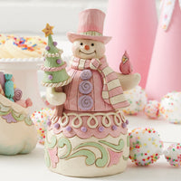 Jim Shore Heartwood Creek - Pastel Winter Wonder Pink Snowman Figurine 6017019