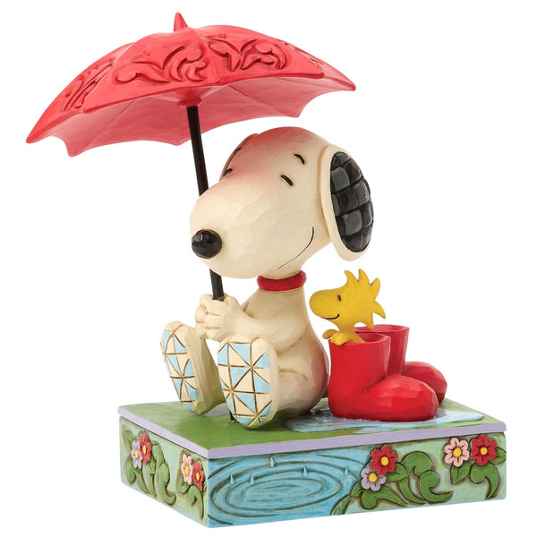 Jim Shore x Peanuts - Snoopy & Woodstock Just A Rainy Day Figurine 6017872