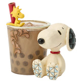 Jim Shore x Peanuts - Boba Bubble Milk Tea Drink Snoopy Woodstock Figurine 6017874
