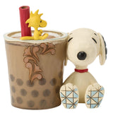 Jim Shore x Peanuts - Boba Bubble Milk Tea Drink Snoopy Woodstock Figurine 6017874