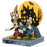 Jim Shore Disney Traditions - Look Out! Ghosts! Mickey Goofy Donald LED Moon Figurine 6017941