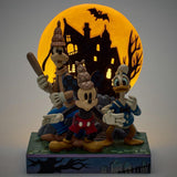 Jim Shore Disney Traditions - Look Out! Ghosts! Mickey Goofy Donald LED Moon Figurine 6017941