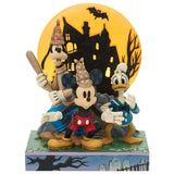 Jim Shore Disney Traditions - Look Out! Ghosts! Mickey Goofy Donald LED Moon Figurine 6017941