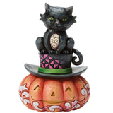 Jim Shore Heartwood Creek - Meow-gical Halloween Black Cat on Pumpkin Figurine 6018082