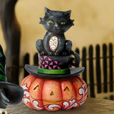 Jim Shore Heartwood Creek - Meow-gical Halloween Black Cat on Pumpkin Figurine 6018082