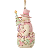 Jim Shore - Pink Sweets Snowman with Tree Christmas Ornament 6018897
