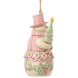 Jim Shore - Pink Sweets Snowman with Tree Christmas Ornament 6018897