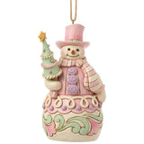 Jim Shore - Pink Sweets Snowman with Tree Christmas Ornament 6018897