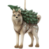 Jim Shore Heartwood Creek - White Woodland Husky Dog Ornament 6019318