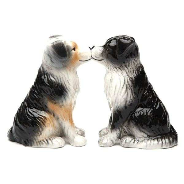 Salt & Pepper Shakers Set - Australian Shepherd Kissing Dog Figurine 8590
