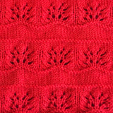 Hand Knitted Baby Blanket - Red Floral Pattern