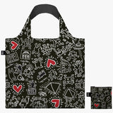 LOQI Recycled Tote Bag - Black Pattern by Keith Haring