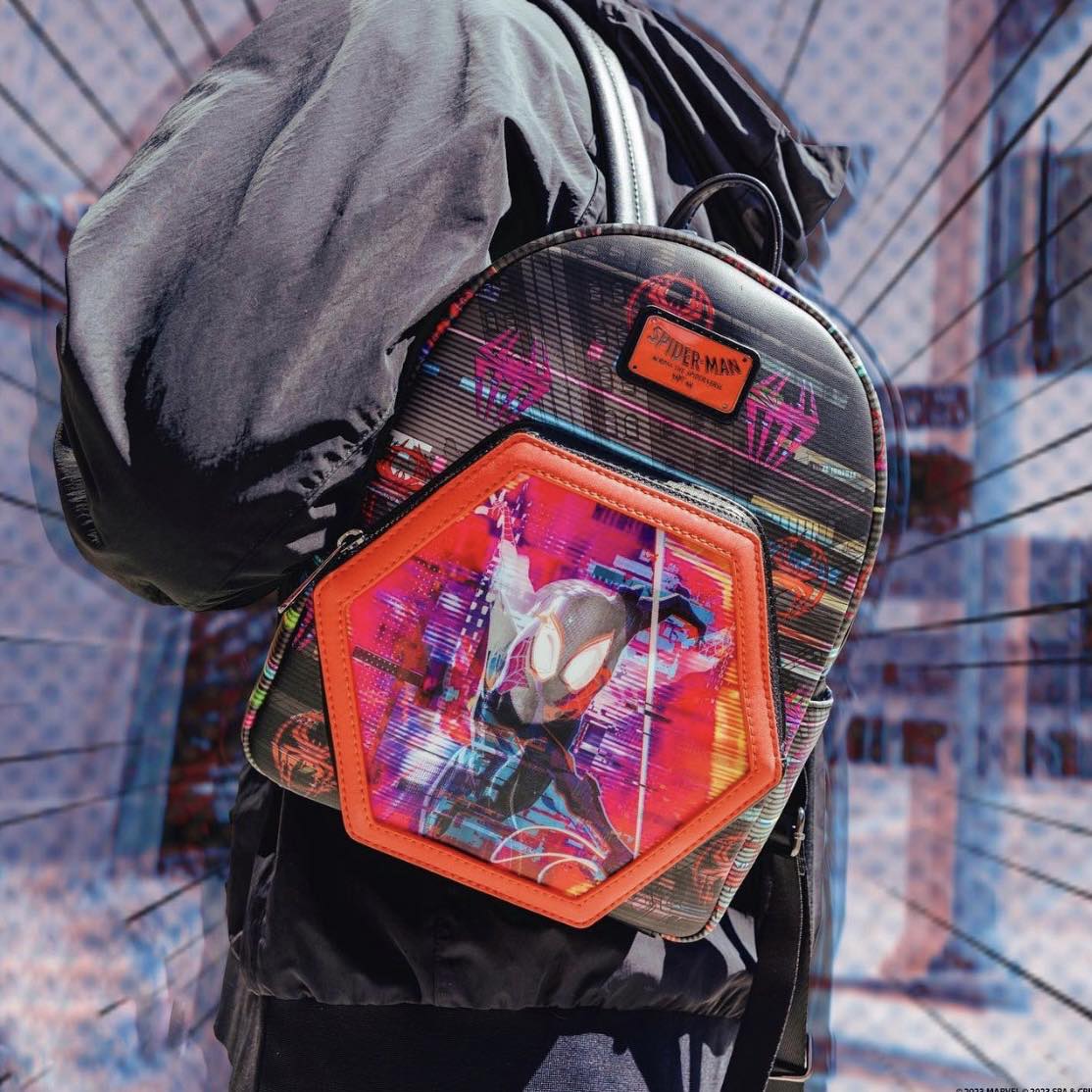 【Lounge Fly】Across the Spider-Verse Lenticular Backpack Amazon.com | Loungefly Marvel Across the Spider-Verse