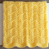 Hand Knitted Baby Blanket - Wave Pattern Honey Bee Yellow