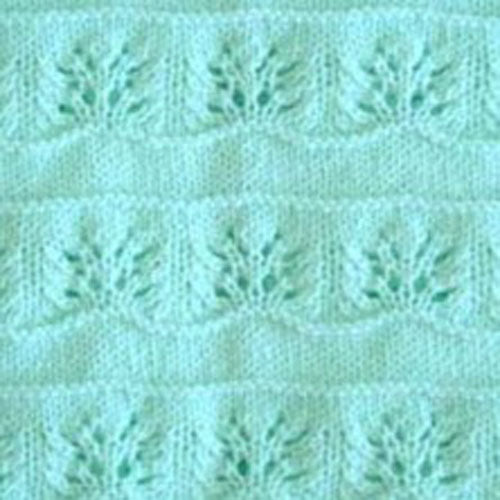 Hand Knitted Baby Blanket - Pastel Green Aqua Mint Floral Pattern
