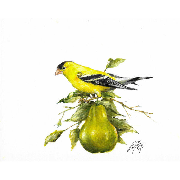 Original Bird Portrait Oil Painting - American Goldfinch