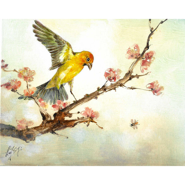 Original Bird Portrait Oil Painting - Western Tanager
