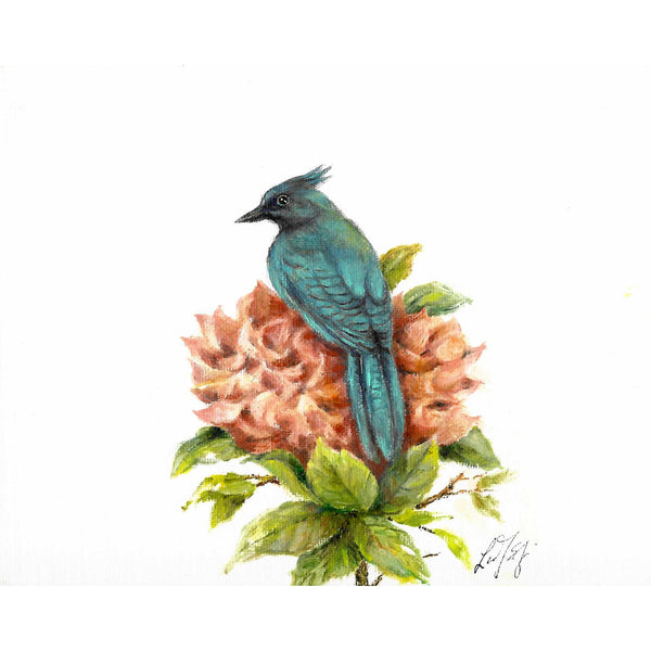 Original Bird Portrait Oil Painting - Steller's Jay