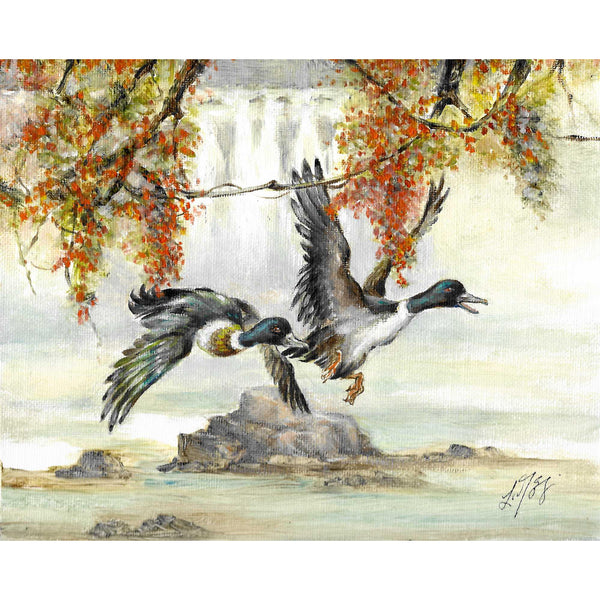 Original Bird Portrait Oil Painting - Mallard Ducks