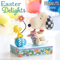 "Sale" Jim Shore x Peanuts - Colorful Creations Snoopy Woodstock Painting Easter Eggs Figurine 6011947