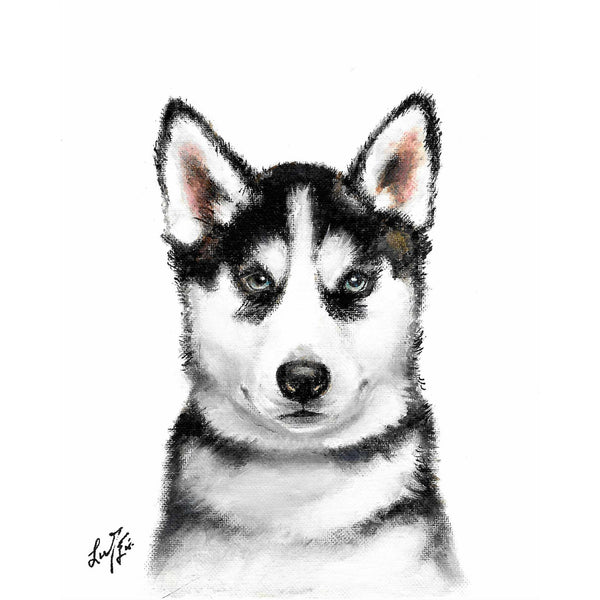 Original Dog Portrait Oil Painting - Siberian Husky Puppy
