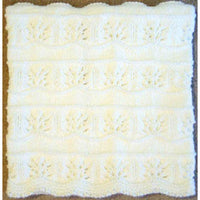Hand Knitted Baby Blanket - White Floral Pattern