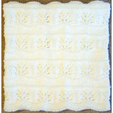 Hand Knitted Baby Blanket - White Floral Pattern