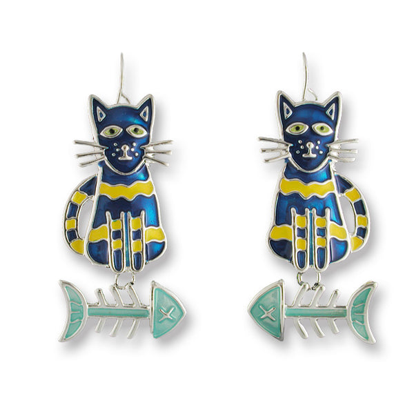 Zarlite by Zarah Co - Calypso Cat & Fish Earrings 0113Z1