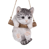 Tree Branch Hanger - Grey Tabby Cat Ornament