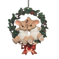"Sale" Charming Tails - First Christmas Together Mice Ornament 132096