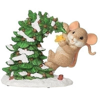 Charming Tails - Christmas Tree Decorating Mouse Playing Snow Figurine 134201