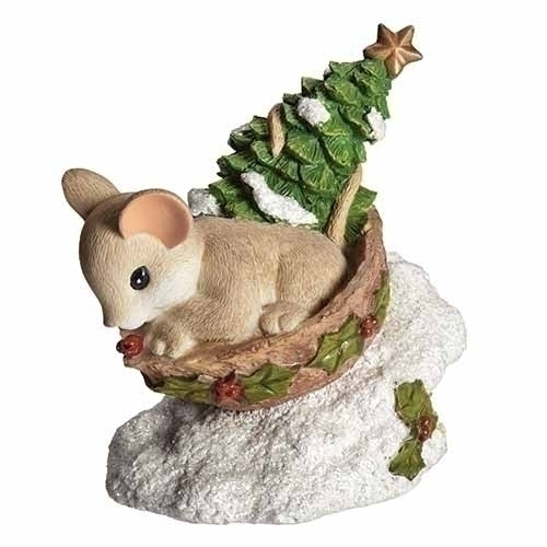 Charming Tails - Sledding Christmas Tree Mice Figurine 135565