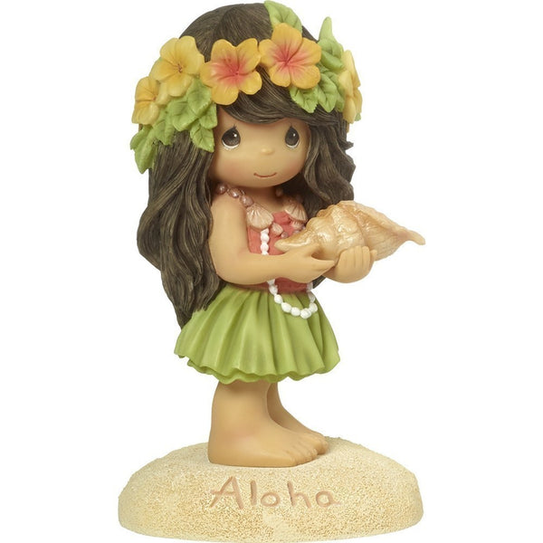 Precious Moments - Aloha Hawaiian Girl Hula Lei Seashell Figurine