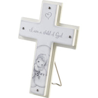 "Clearance Sale" Precious Moments - I Am A Child of God Baby Wood Holy Cross with Stand 193406