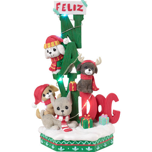 "Sale" Precious Moments - Feliz Navi-dog LED Musical Christmas Holiday Dogs Figurine 201108