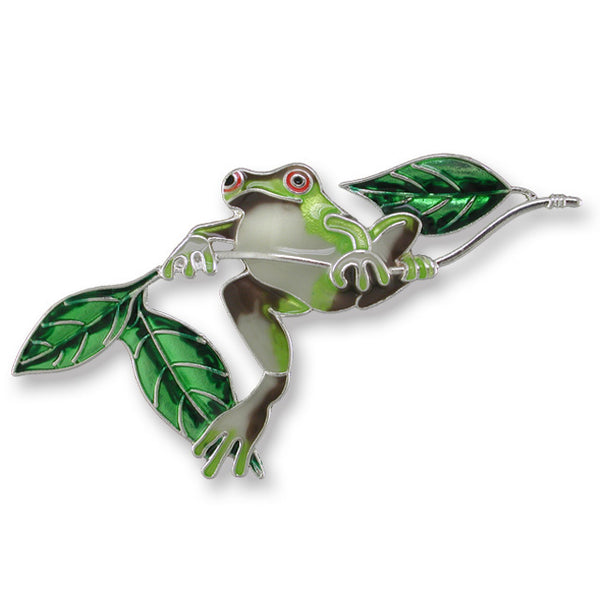 "Sale" Zarlite by Zarah Co - Frog on Twig Leaves Brooch Pin