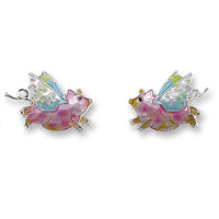 Zarlite by Zarah Co - Flying Pink Pig Post Earrings