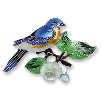 "Sale" Zarlite by Zarah Co - Bluebird and Dogwood Flower Brooch Pin