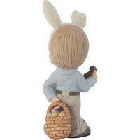 Precious Moments - Wishing You A Hoppy Easter Boy Bunny Chocolate Porcelain Figurine 212016