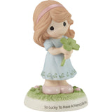 Precious Moments - So Lucky To Have A Friend Like You Irish Shamrock Clover Porcelain Figurine 213007