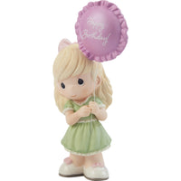 "Sale" Precious Moments - Happy Birthday! Girl with Pink Balloon Porcelain Figurine 216007