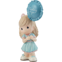 "Sale" Precious Moments - Thinking of You Girl with Blue Balloon Porcelain Figurine 216009