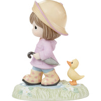 Precious Moments - Let Your Heart Lead The Way Rainy Day Walk Yellow Duck Porcelain Figurine 222013