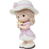 Precious Moments - Rejoice in His Blessings Girl with White Water Lily Flower Porcelain Figurine 222020