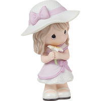 Precious Moments - Rejoice in His Blessings Girl with White Water Lily Flower Porcelain Figurine 222020