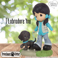 Precious Moments - Girl Walking Black Lab Dog Figurine 226401